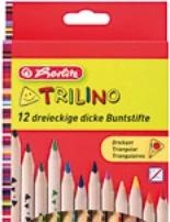 Image du produit Herlitz Crayons de couleur triangulaires Trilino, étui carton de 12 pièces en bois de cèdre, naturel, forme (Bois, 12 x)