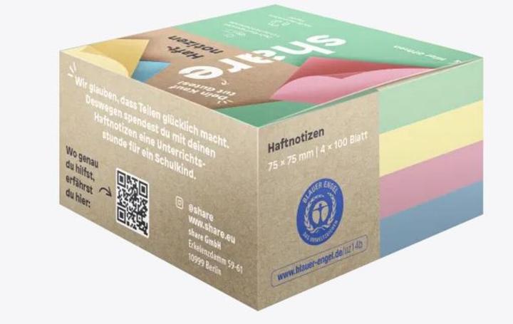 Actual product image Share Sticky note pad Y-08-08-02 400pcs. coloured (75 x 75 mm)
