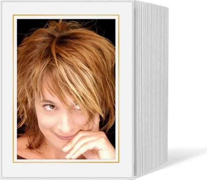 Produktbild Daiber 1x125 Endlospassepartouts 13x18 weiss/Goldlinie (13 x 18 cm)