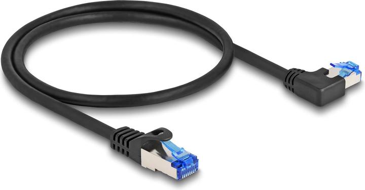Image du produit Delock Câble réseau RJ45 Cat.6A S/FTP droit / gauche coudé 0,5 m noir (S/FTP, CAT6a, 0.50 m)
