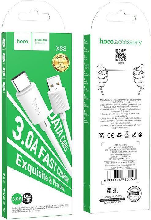 Actual product image Hoco USB A – USB C (1 m, USB 2.0)