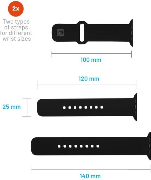 Produktbild Fixed Silikone rem SET til Apple Watch Ultra-2/49mm Sort (49 mm, Silikon)