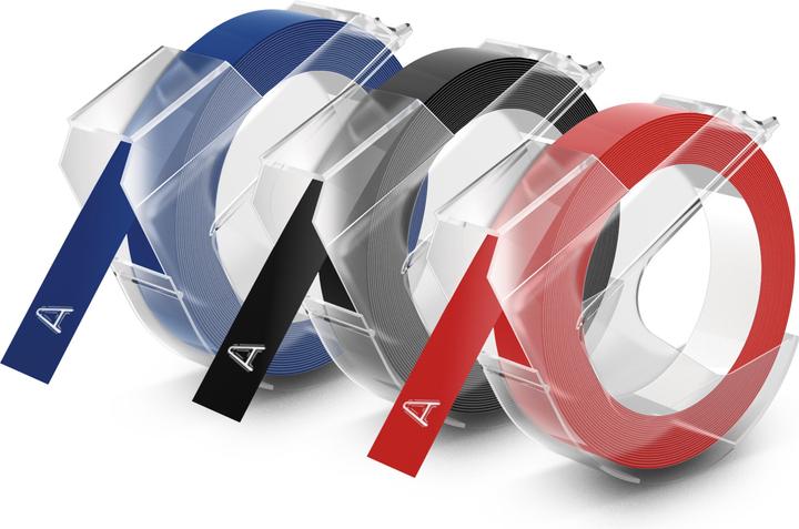 Produktbild Dymo Prägeband 3D (0.90 cm, Blau, Schwarz, Rot)