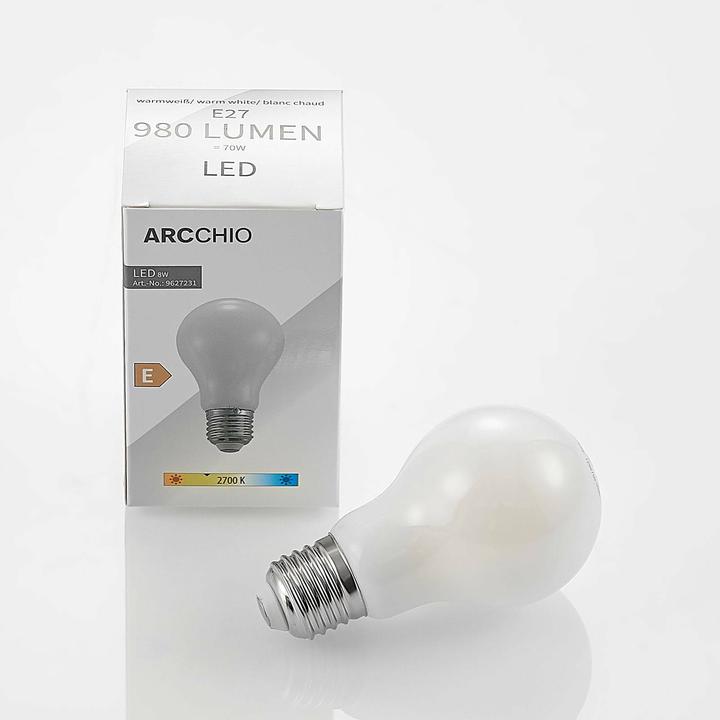 Actual product image Arcchio LED lamp E27 8W 2.700K dimmable, opal (E27, 980 lm)