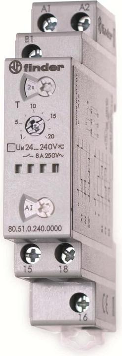 Finder 80.51.0.240.0000 Tidsrelae Multifunktionel 1 pcs Tidsområde: 0.1 s - 24 h 1 x skiftekontakt