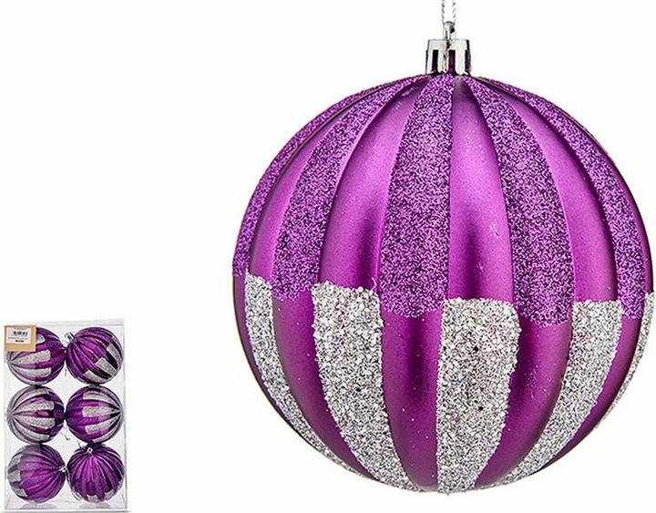 Actual product image Krist+ Weihnachtskugeln-Set 10 cm Lila Silberfarben PVC (6 Stück) (6 x)