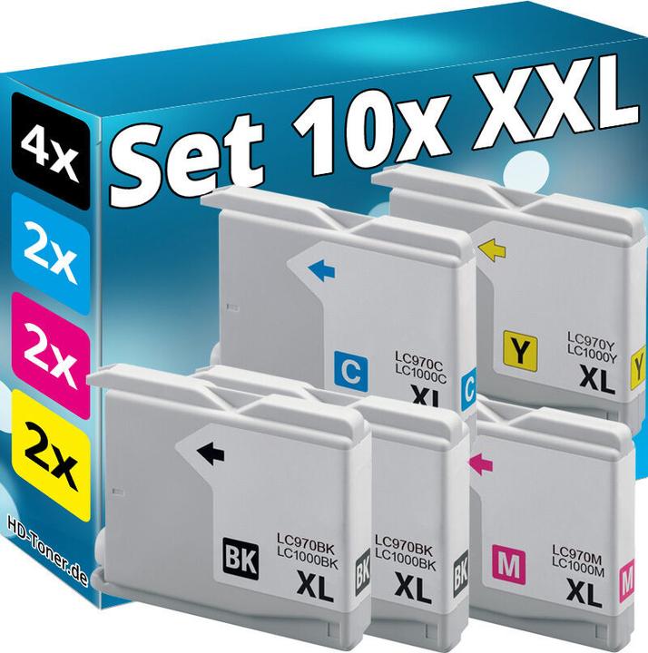 Druckfuxx 10x PATRONEN kompatibel BROTHER LC1000 DCP 130C 330C 350C 357C 540cn 560cn 750cw