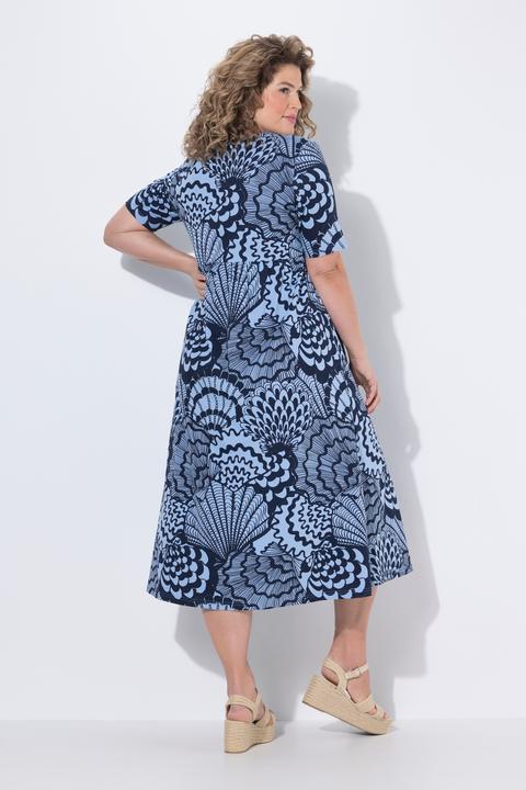 Produktbild Ulla Popken Maxikleid, Muscheln, V-Ausschnitt, Halbarm (50)
