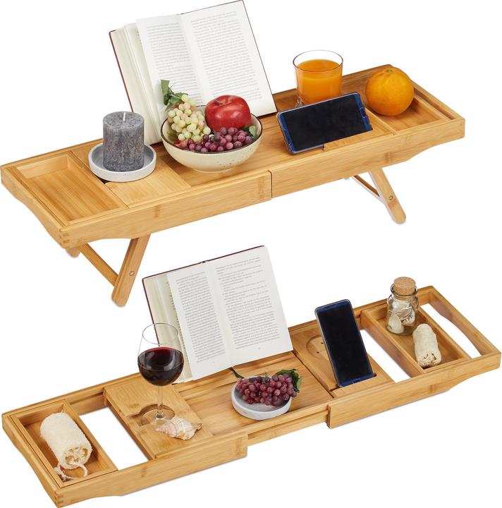 Actual product image Relaxdays 2in1 Bathtub Caddy & Serving Tray (114 x 25 x 18 cm)