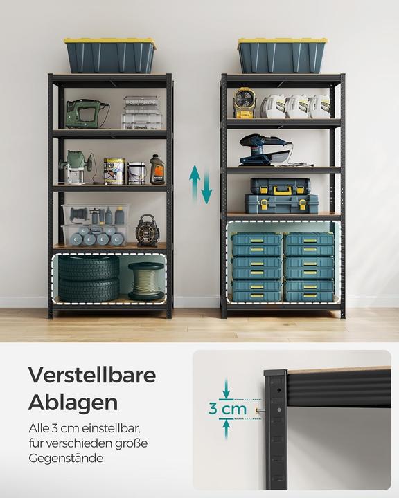 Produktbild Songmics Schwerlastregal GLR050B11 schwarz, braun 100,0 x 50,0 x 200,0 cm