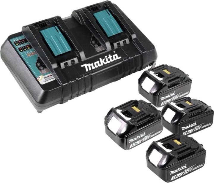 Produktbild Makita DLM 382 PF4 Akku Rasenmäher 36 V ( 2x 18 V ) 38 cm 40 l + 4x Akku 3,0 Ah + Doppelladegerät (Akkubetrieb)