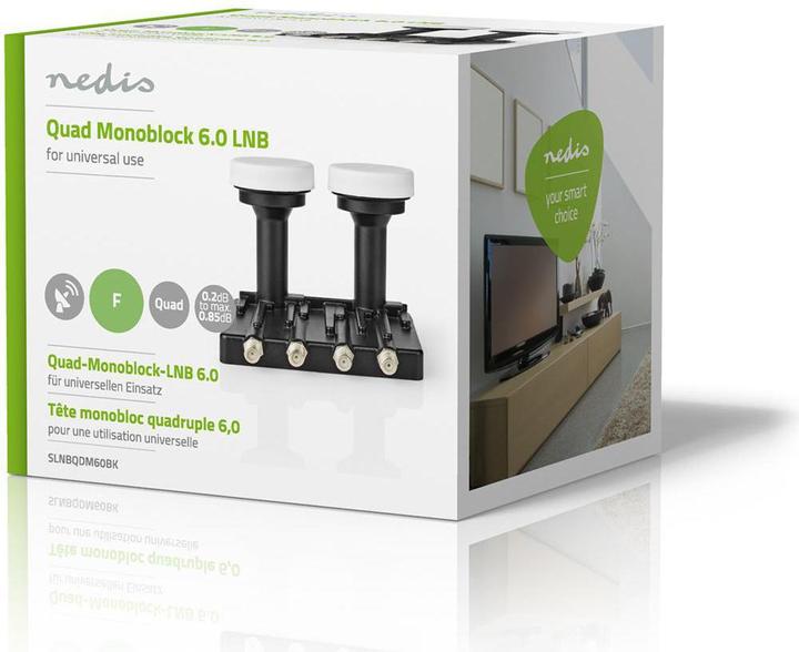 Produktbild Nedis LNB Quad Monoblock 6,0 ° Ausgangsanschluss: 4X F-Connector Rauschmass Bereich: 0.85 dB Konvers (Quad LNB)