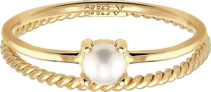 Produktbild Elli PREMIUM Ring Ring Set Perle Twisted 925 Silber (52, 925 Silber)