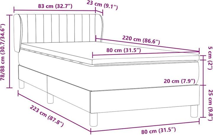 Produktbild vidaXL Boxspringbett (80 x 220 cm)