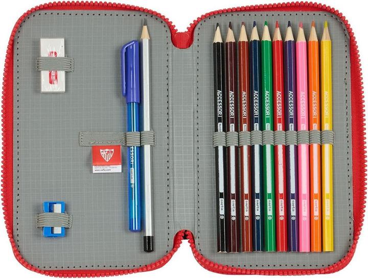Actual product image Sevilla Fútbol Club Double pencil case Black Red 12.5 x 19.5 x 4 cm (28 pieces)
