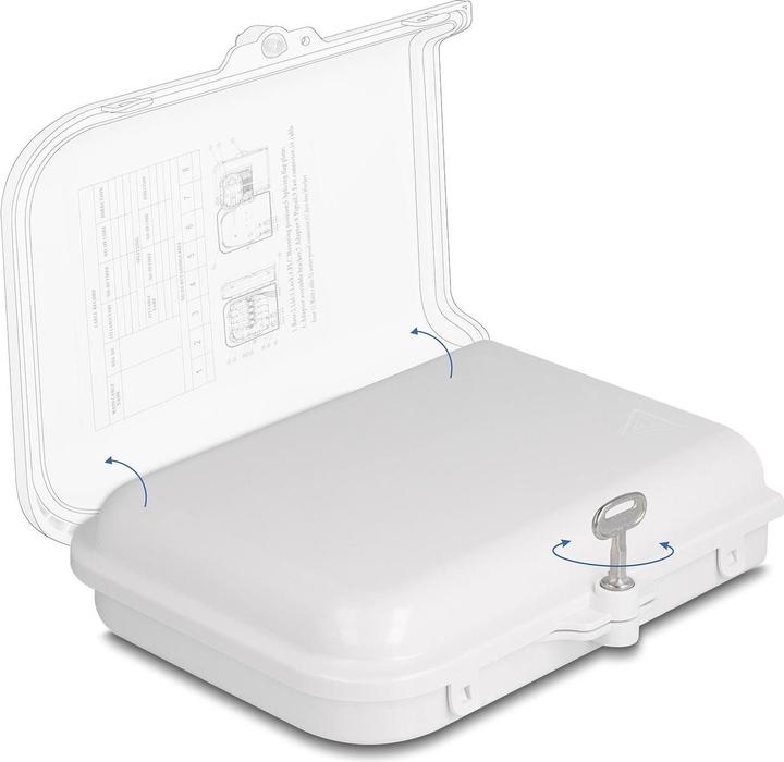 Actual product image Delock Fibre optic distribution box for indoor and outdoor use IP65 waterproof lockable 8 port white (Splice box)