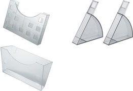 Produktbild Helit Prospekthalter, DIN A5 quer-2x DIN A6 hoch grau-transparent, zur Wandanbringung oder für Tischaufbau (A5)