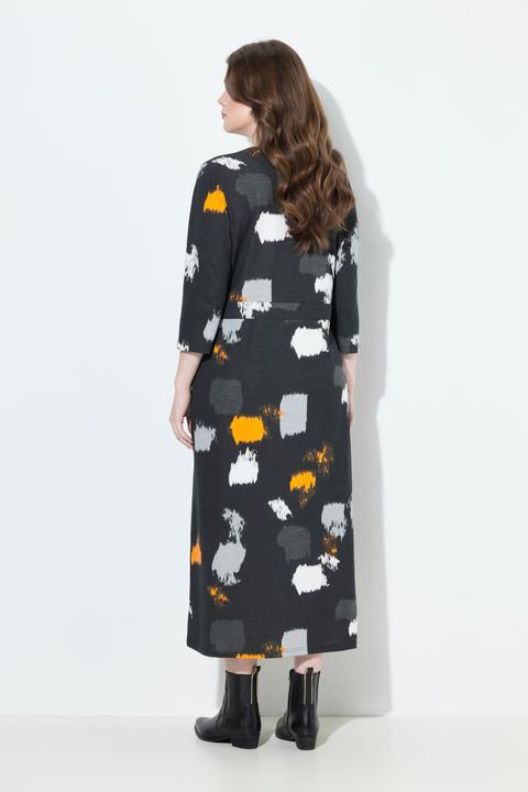 Produktbild Ulla Popken Maxikleid, grafischer Druck, V-Ausschnitt, 3/4-Arm (54)