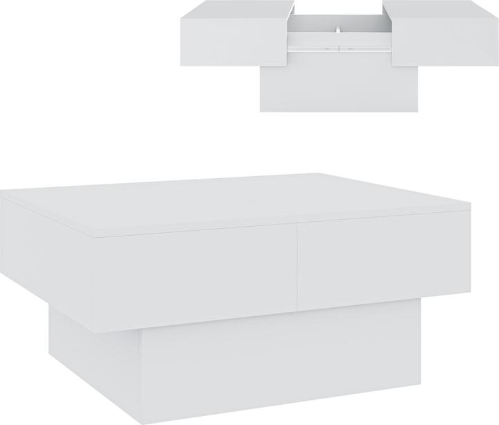 En.Casa Ausziehbarer Couchtisch Lens 80x60x36 cm Weiss