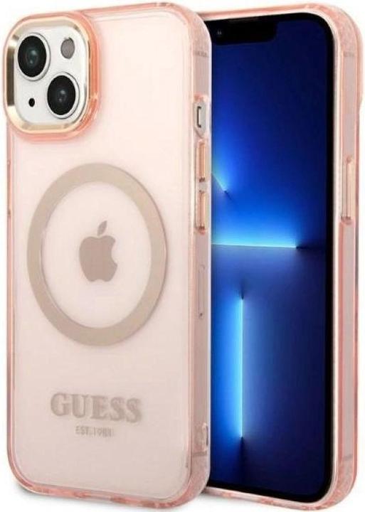 Produktbild Guess Translucent MagSafe Compatible Case für Apple iPhone 14 Plus - pink (Apple iPhone 14 Plus, Apple iPhone 15 Plus)
