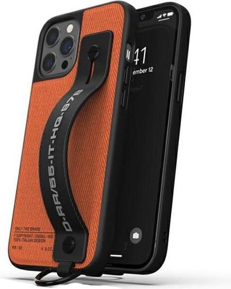 Diesel Handstrap Case Utility Twill iPhone 12/12 Pro czarno-pomarańczowy/black-orange 44288 (Apple iPhone 12)