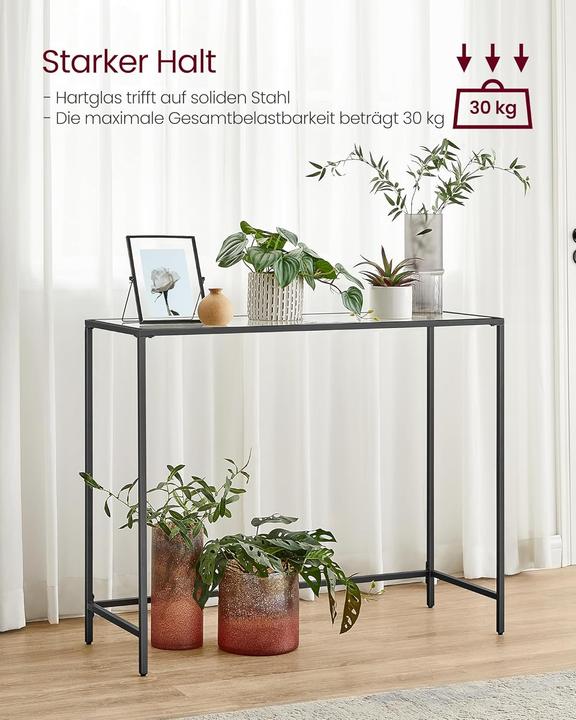Produktbild Vasagle Konsolentisch Glas schwarz 100,0 x 35,0 x 80,0 cm (35 x 100 x 80 cm)