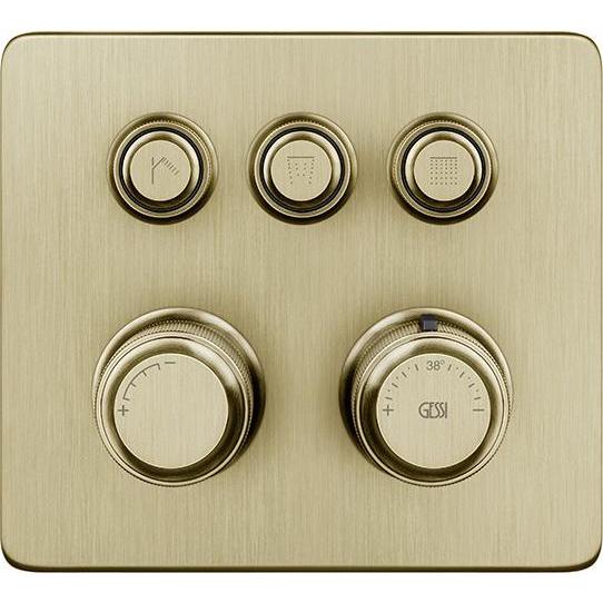 Gessi, Badarmatur, Hi-FI Fertigmontageset Thermostat mit Tasten-Bedienung on/off, 3-Wege, Regen und Handbrause, W