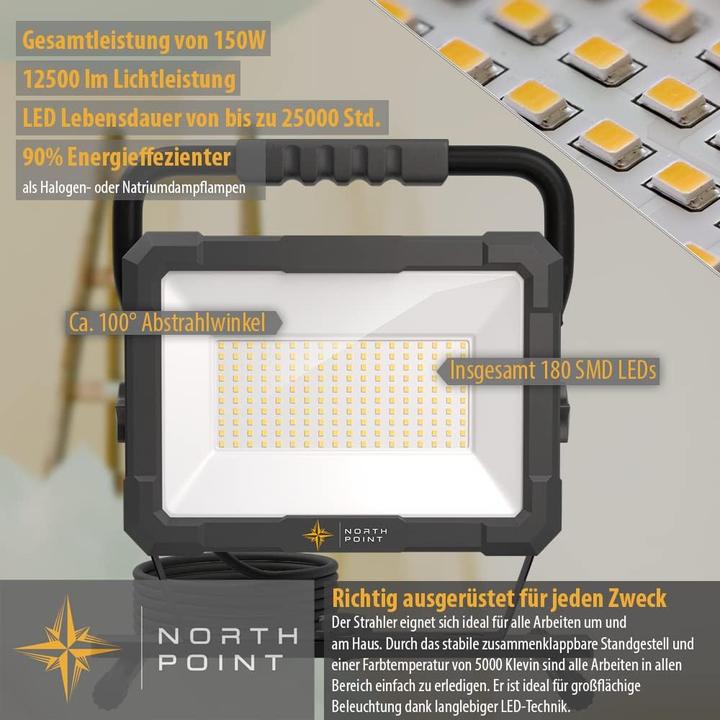 Actual product image Northpoint LED Baustrahler mit Stativ (12500 lm)