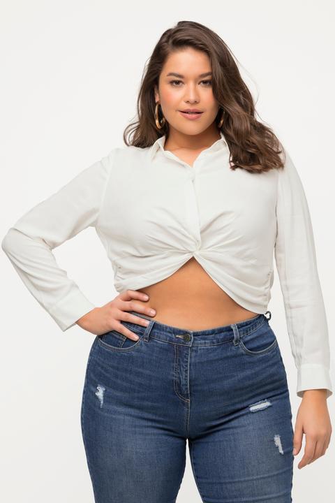 Produktbild Ulla Popken Hemdbluse, Knoten, kurz, Hemdkragen, Langarm (50, 52)