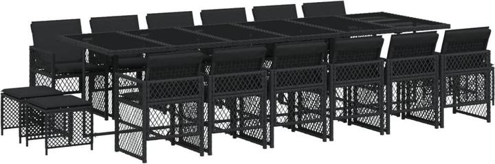 Actual product image vidaXL Garden furniture dining set garden set seating group 17pcs black poly rattan (330 cm)