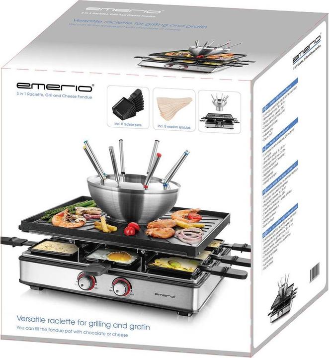 Produktbild Emerio Raclettegrill,8 Pfannen,Grillplatte,Fondue