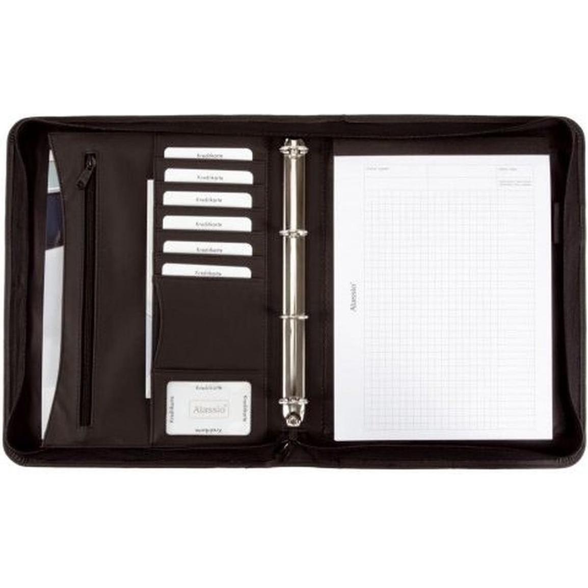 Jüscha, Mappe, Ringbuchmappe ""Office Set"", schwarz, inkl. Büroset DIN A4, Lederimitat, 7 Visitenkartenfäc (A4, 1 x)