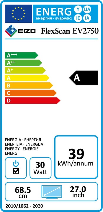 Energy Label Eizo Ev2750 (2560 x 1440 pixels, 27")