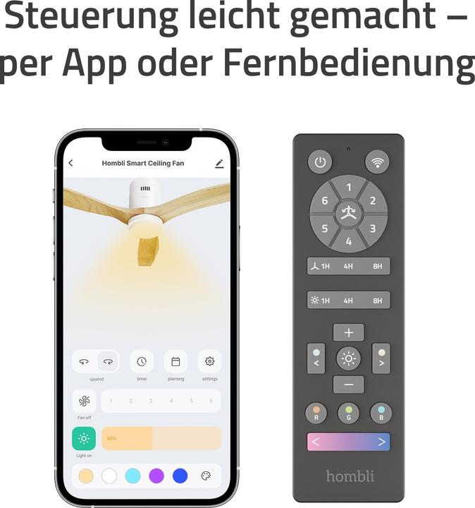 Produktbild Hombli Deckenventilator mit Licht (43 dB)