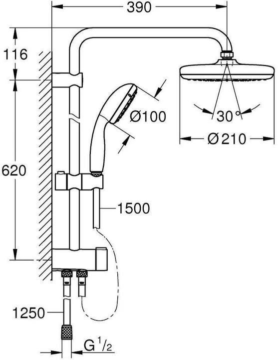 Produktbild Grohe Tempesta System 210 Flex Duschsystem mit Umstellung