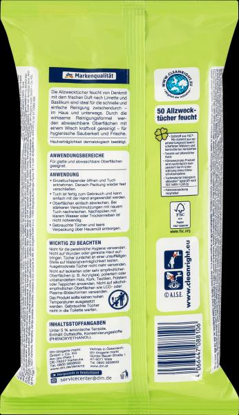 Actual product image dm Denkmit Moist All Purpose Wipes Lime & Basil