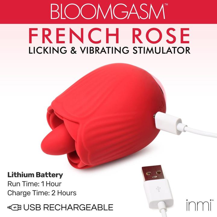 Actual product image Frisky BLOOMGASM - French Rose Licking & Vibrating Stimulator - Red