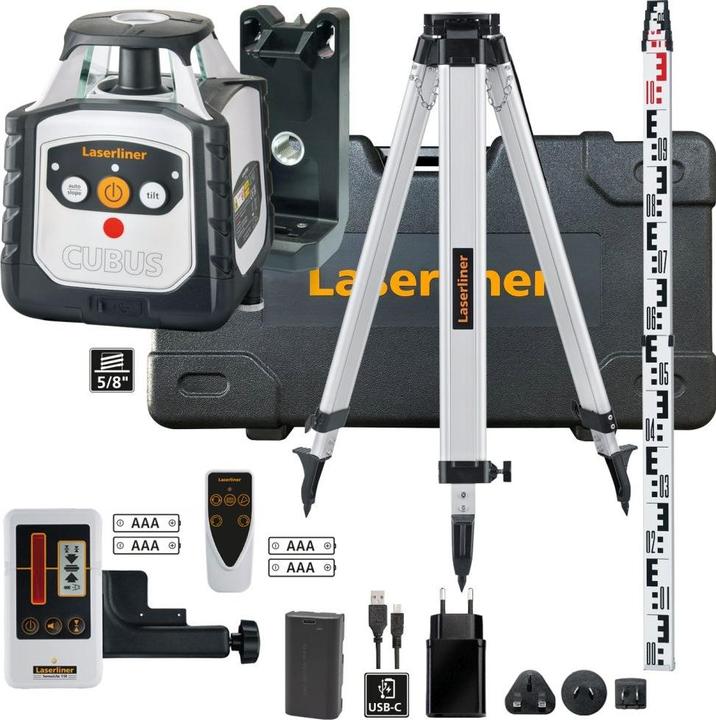 Laserliner Cubus 110 S Rotatielaser set incl. statief en koffer - Rood - 40 m