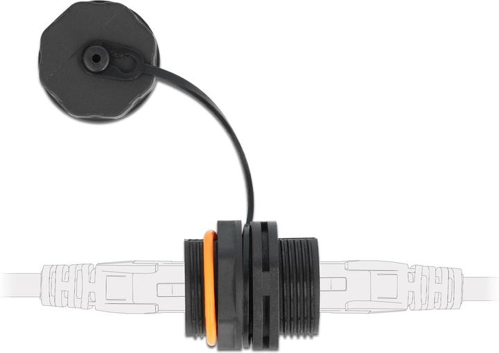 Produktbild Delock Kupplung RJ-45, Cat.6A, orange, Wasserfest, Kappe 1 Stück (Netzwerk Kupplung)