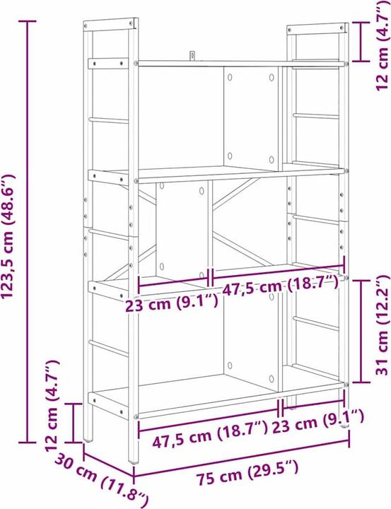 Immagine prodotto vidaXL Bücherregal (30 x 75 x 123.50 cm)