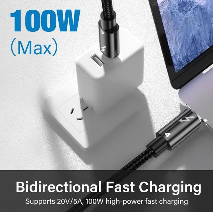 Actual product image PowerGuard Thunderbolt 4 Nylon Braid 0.5m 40 Gbps 100 Watt 8K (0.50 m, 100 W)
