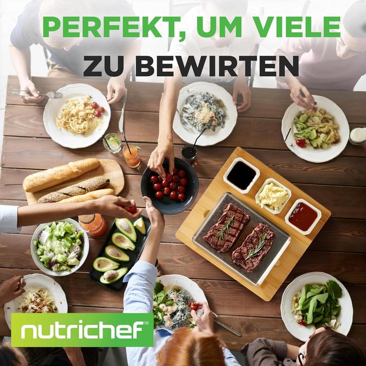 Produktbild Nutrichef Heisser Stein Tischgrill-Set mit Bambus & Keramik
