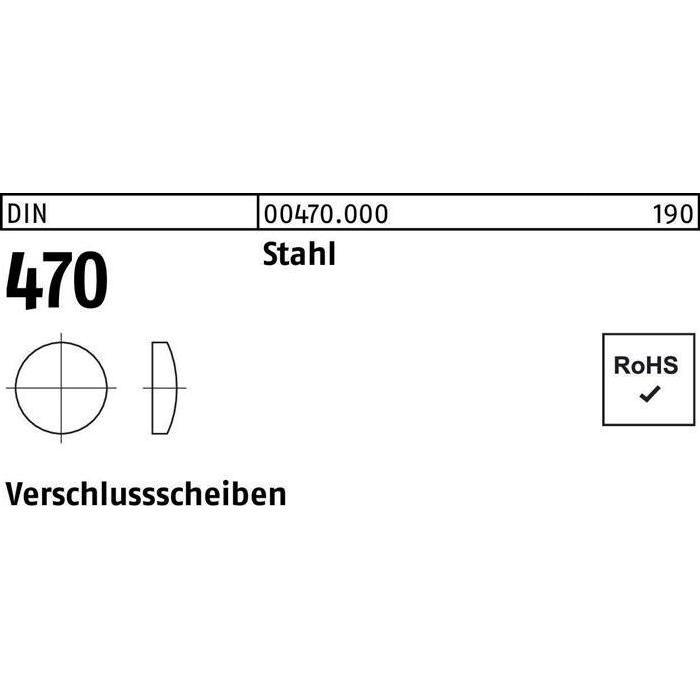 Zubehör Befestigungstechnik, Verschlussscheibe DIN 470 80 Stahl