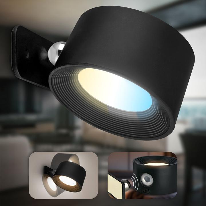 Produktbild B.K.Licht Magnetische Akku LED Wandleuchte, schwarz (150 lm)
