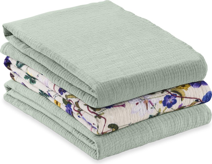 Actual product image Hauck Cuddle N Clean 3Set Sage/ Beige Floral (80 cm, 80 cm)