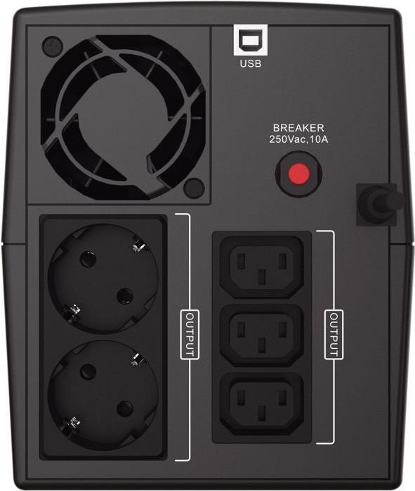 Actual product image Conceptronic ZEUS UPS 1500VA 900W Schuko UPS Start/LAN bw (1500 VA, 900 W, Line-interactive UPS)