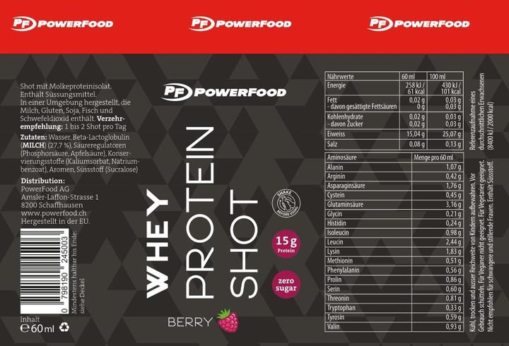 Produktbild Powerfood Whey Protein Shot (Berry, 12 Stk.)