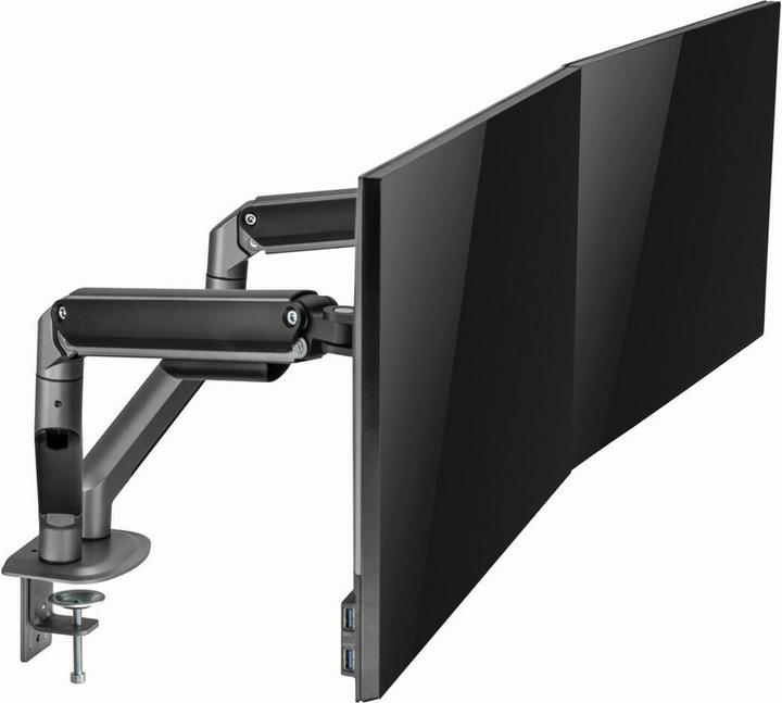 Produktbild Gembird Biurkowe ramię na dwa monitory - regulowane 17-32inch obciążenie do 9kg kolor szary (Tisch, 32", 9 kg)