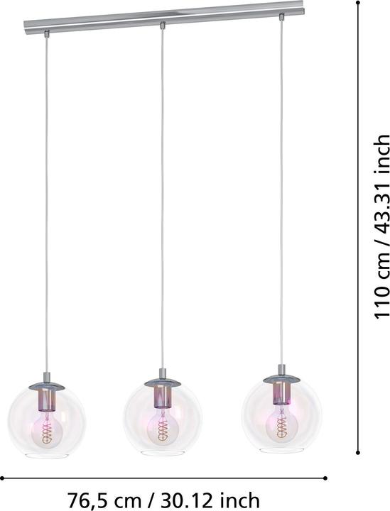 Actual product image EGLO Iridescent Three-Light Pendant Lamp with Rainbow Glass Balls (E27)