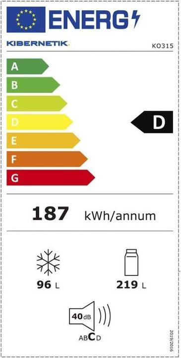 Energie-Label Kibernetik Kühl-Gefrierkombination KO315 D - Weiss (315 l)
